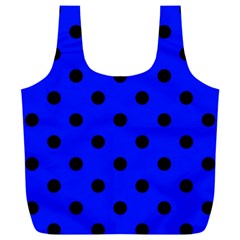 Large Black Polka Dots On Just Blue - Full Print Recycle Bag (xxxl)