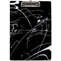 Abstract White Paint Streaks On Black A4 Clipboard