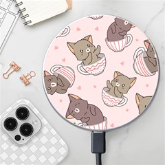 Seamless Pattern Adorable Cat Inside Cup Wireless Charger