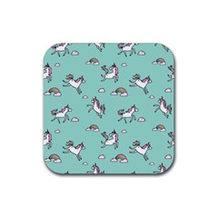 Unicorn Patterns Rubber Coaster (square)