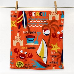 Seamless-pattern-vector-beach-holiday-theme-set Face Towel