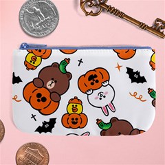 Illustration Pumpkin Bear Bat Bunny Chicken Large Coin Purse