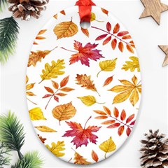 Watercolor-autumn-leaves-pattern-vector Ornament (oval)