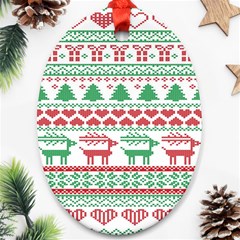 Scandinavian-nordic-christmas-seamless-pattern-vector Oval Ornament (two Sides)