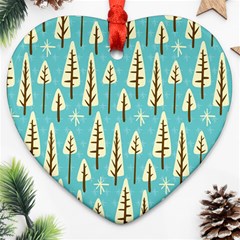 Vector-white-cartoon-trees-pattern Heart Ornament (two Sides)