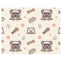 Pug-dog-cat-with-bone-fish-bones-paw-prints-ball-seamless-pattern-vector-background Double Sided Flano Blanket (medium) 