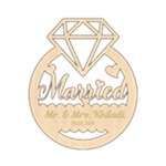 Personalized Diamond Married Wood Ornament Front
