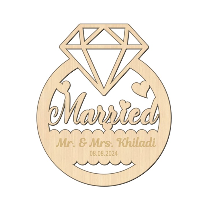Personalized Diamond Married Wood Ornament