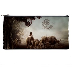 Man Cattle Animals Cows Bulls Calves Mammals Pencil Case