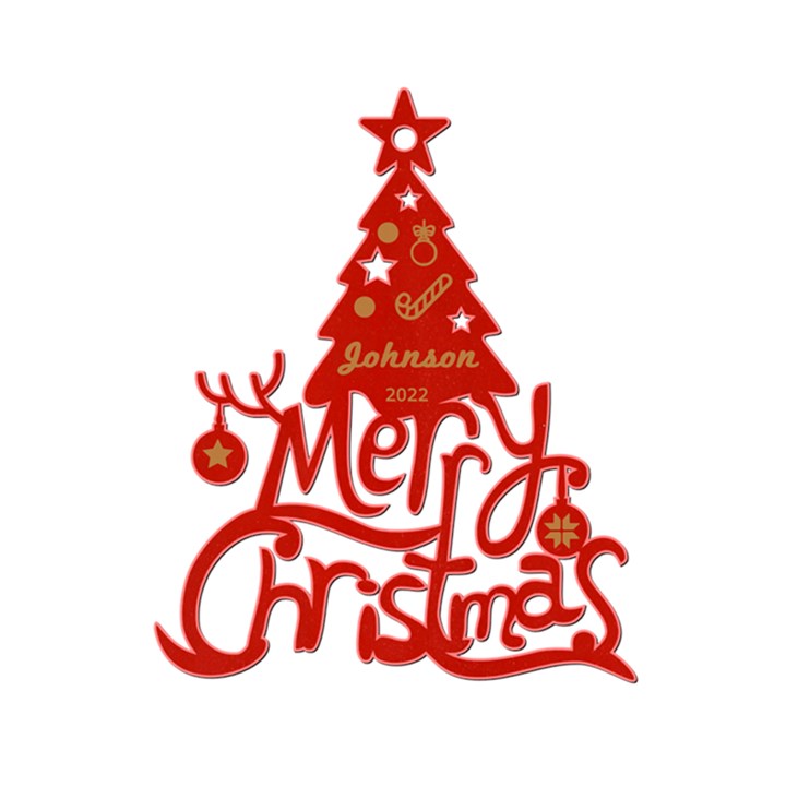 Personalized Xmas Tree with text Wood Ornament