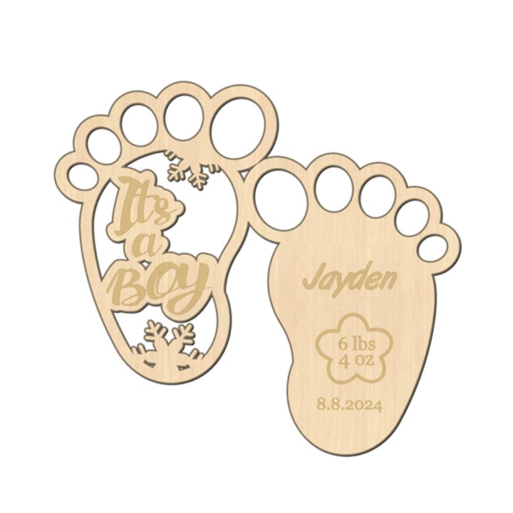 Personalized Baby Foot Boy Wood Ornament