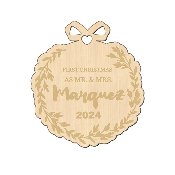 Personalized First Christmas Round Wood Ornament