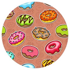 Doughnut Doodle Colorful Seamless Pattern Round Trivet