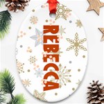 Xmas White Pattern Ornament Ornament (Oval) Front