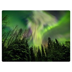 Aurora Borealis In Sky Over Forest Double Sided Flano Blanket (extra Small)