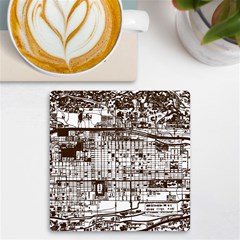 Antique Oriental Town Map  Uv Print Square Tile Coaster 