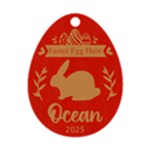 Personalized Name Egg Hunt Easter Bunny Wood Ornament Front