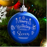 Personalized Happy Birthday Name LED Glass Round Ornament Front