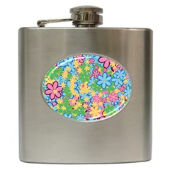 Flower Spring Background Blossom Bloom Nature Hip Flask (6 Oz)