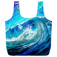 Tsunami Waves Ocean Sea Nautical Nature Water Painting Full Print Recycle Bag (xxxl)