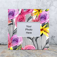 Darling And Dazzling Watercolor Flowers White Box Photo Frame 4  X 6 