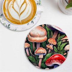 Rustic Mushroom Uv Print Round Tile Coaster
