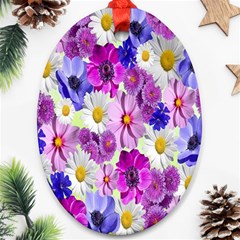 Blossoms-yellow Oval Ornament (two Sides)
