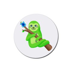 Sloth Branch Cartoon Fantasy Rubber Coaster (round)