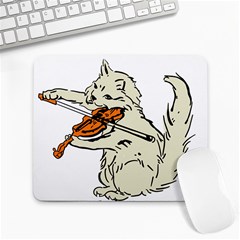 Cat Playing The Violin Art Large Mousepad