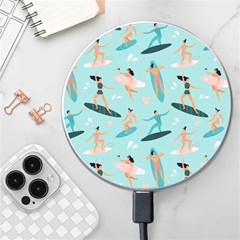 Beach-surfing-surfers-with-surfboards-surfer-rides-wave-summer-outdoors-surfboards-seamless-pattern- Wireless Fast Charger(white)
