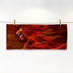 Fire Lion Flames Light Mystical Dangerous Wild Hand Towel