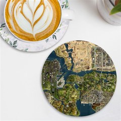 Map Illustration Gta Uv Print Round Tile Coaster