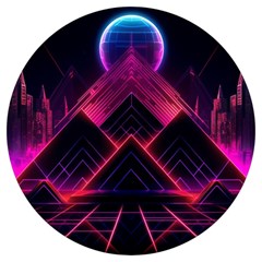 Synthwave City Retrowave Wave Round Trivet