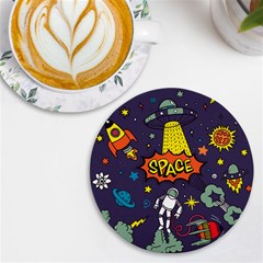 Vector Flat Space Design Background With Text Uv Print Round Tile Coaster