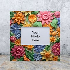 Flower Bloom Embossed Pattern White Box Photo Frame 4  X 6 