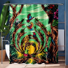 Monkey Tiger Bird Parrot Forest Jungle Style Shower Curtain 60  X 72  (medium) 