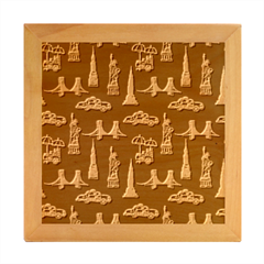 New York City Nyc Pattern Wood Photo Frame Cube