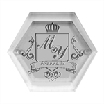 Personalized Initial Wedding Name Hexagon Wood Jewelry Box Front