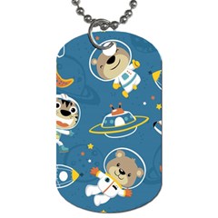 Seamless-pattern-funny-astronaut-outer-space-transportation Dog Tag (one Side)