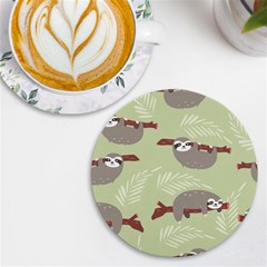 Sloths-pattern-design Uv Print Round Tile Coaster
