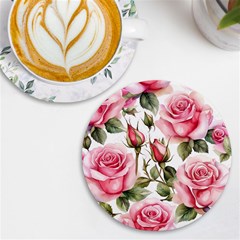 Flower Rose Pink Uv Print Round Tile Coaster