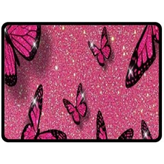 Butterfly, Girl, Pink, Wallpaper Fleece Blanket (large)