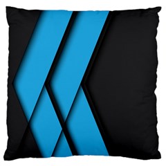 Blue Black Abstract Background, Geometric Background Large Premium Plush Fleece Cushion Case (two Sides)