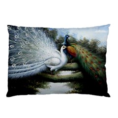 Canvas Oil Painting Two Peacock Pillow Case (two Sides)