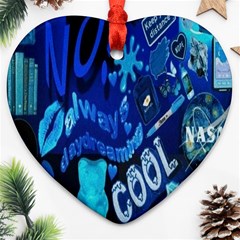Really Cool Blue, Unique Blue Heart Ornament (two Sides)