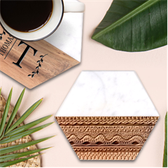Aztec Design Marble Wood Coaster (hexagon) 