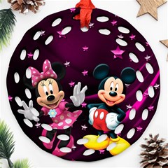 Cartoons, Disney, Mickey Mouse, Minnie Round Filigree Ornament (two Sides)