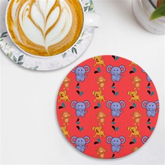 Elephant Monkey Dog Cartoon Uv Print Round Tile Coaster