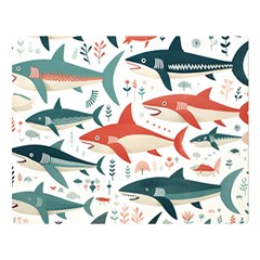 Fish Shark Animal Pattern Two Sides Premium Plush Fleece Blanket (large)