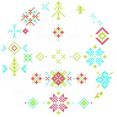 Christmas Cross Stitch Pattern Effect Holidays Symmetry Wooden Bottle Opener (round)